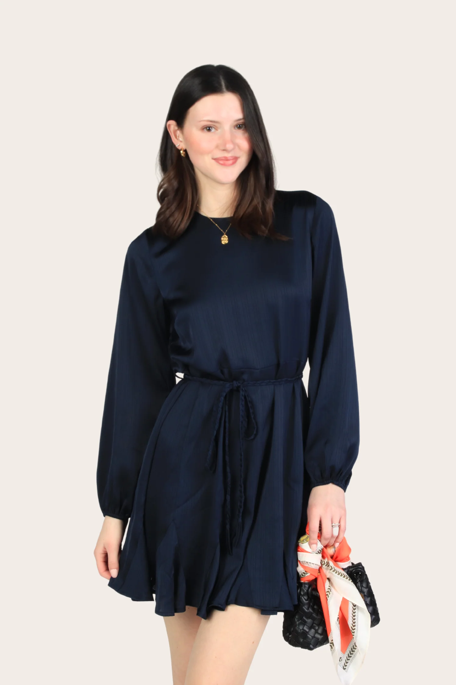 Demi Godet Dress with Braided Belt - Intensery