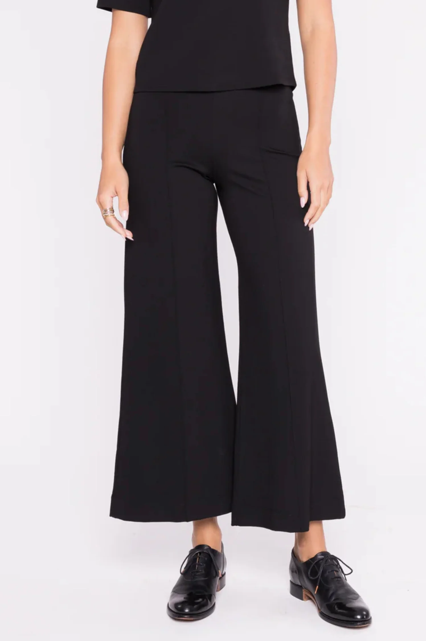Ponte Knit Wide Leg Pant Cropped - Intensery