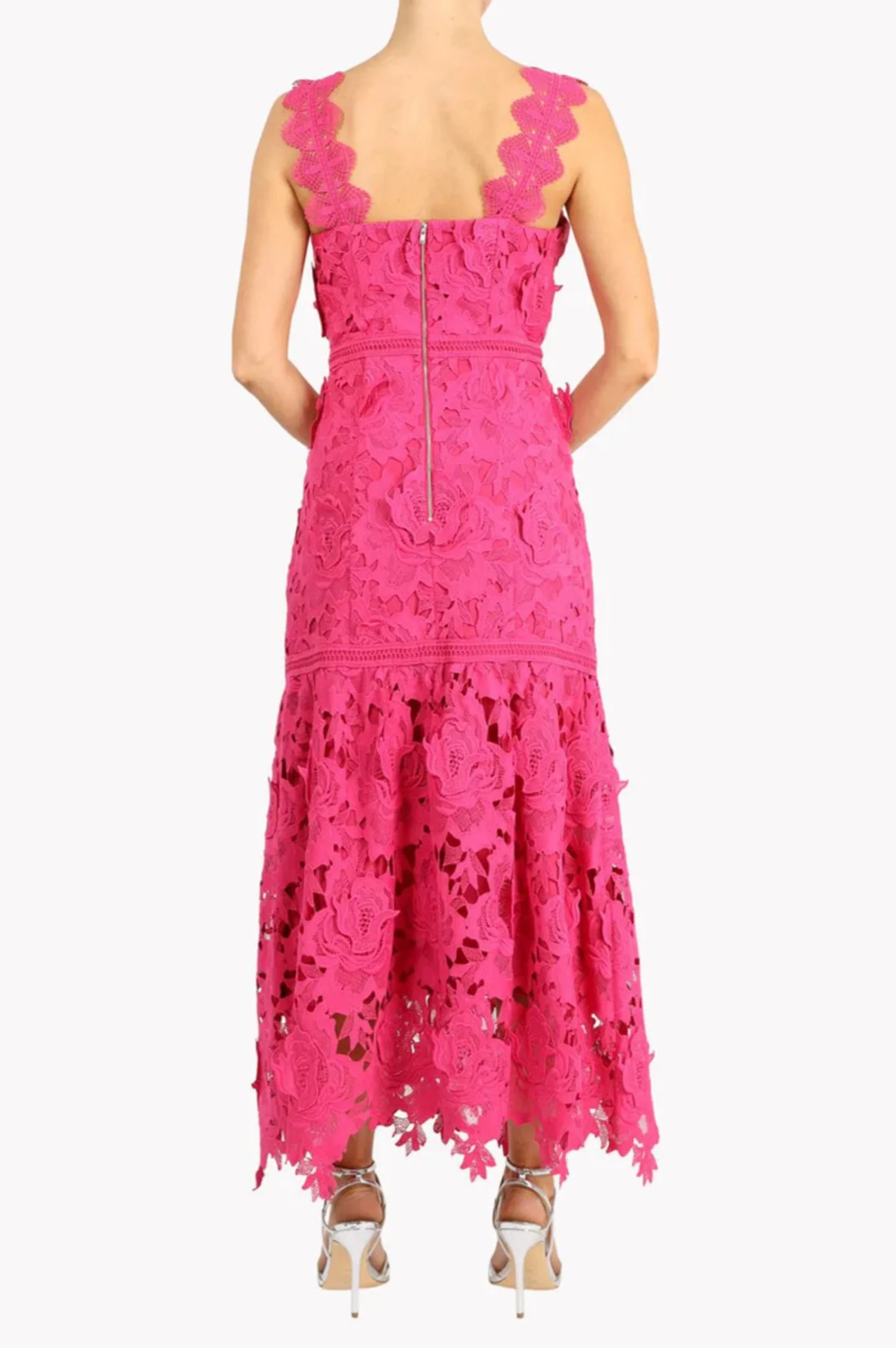 Karia Drop Waist 3D Lace Midi Dress - Intensery