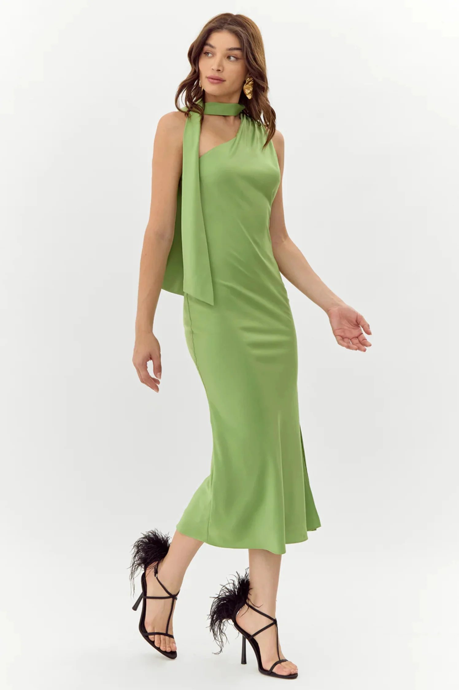 Saffron Halter Midi Dress - Intensery