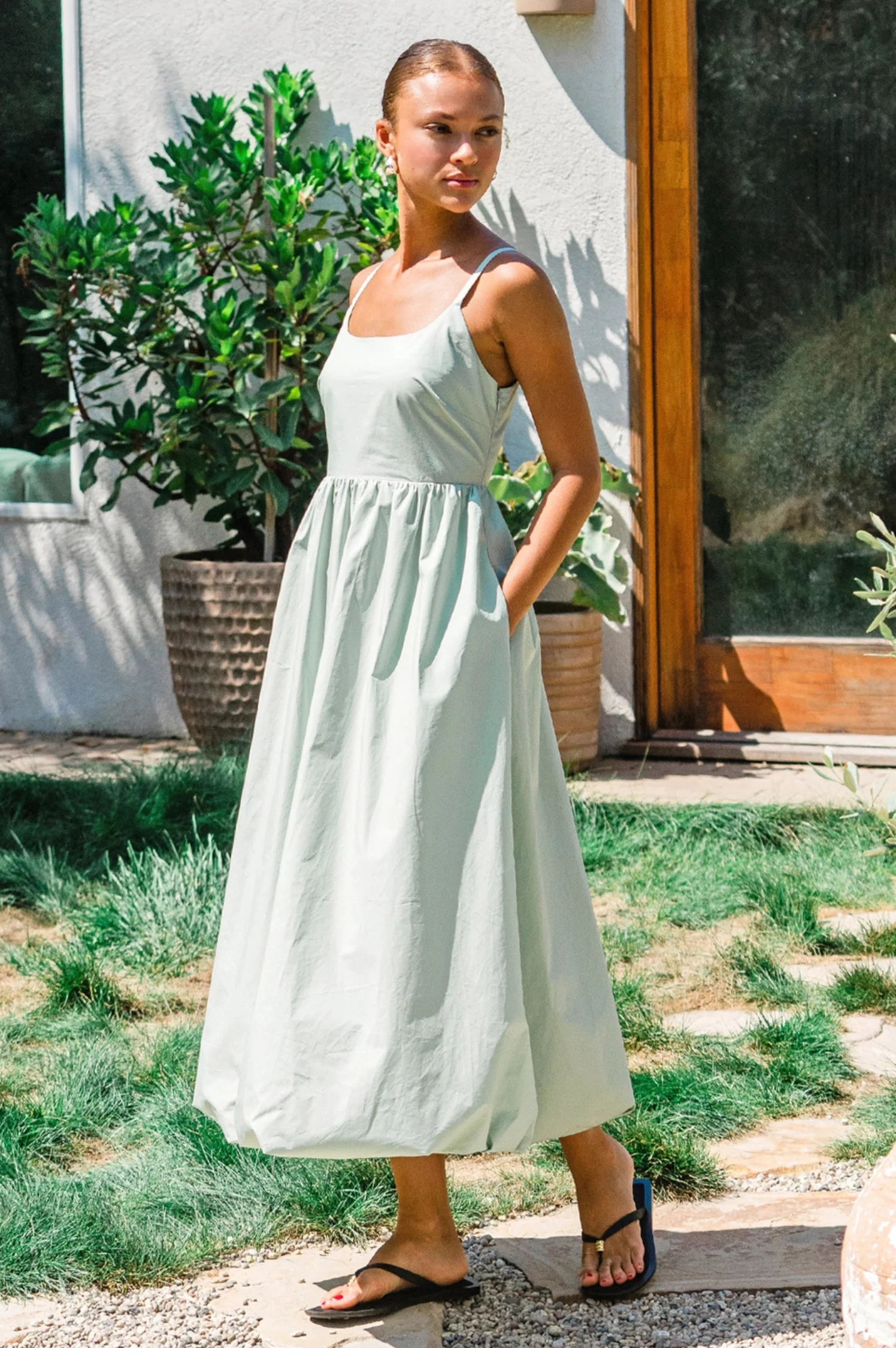 Celina Balloon Hem Midi Dress - Intensery