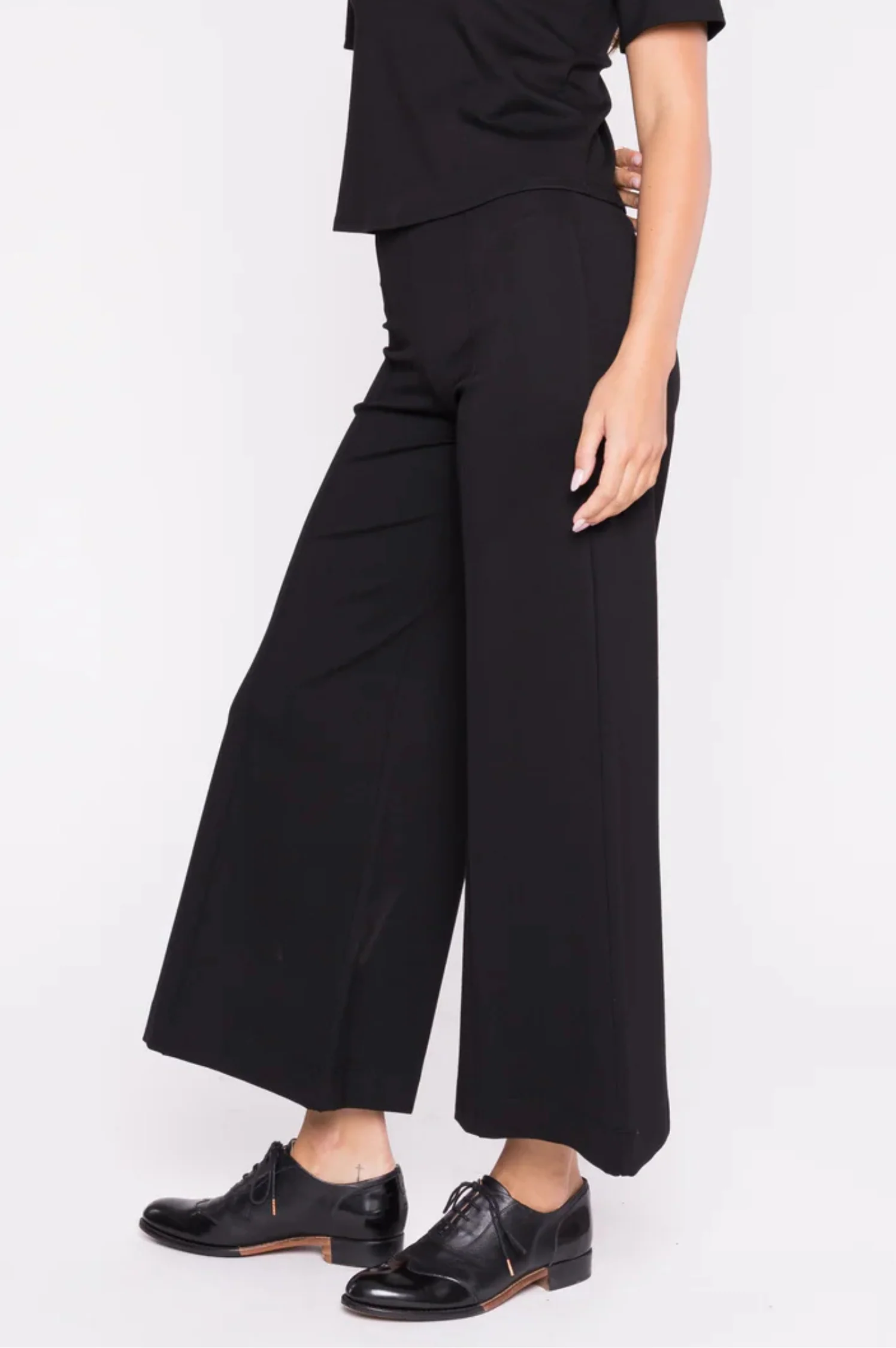 Ponte Knit Wide Leg Pant Cropped - Intensery